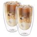 ASelected Set van 2 latte macchiato-glazen, 450 ml, dubbelwandige glazen, zweefeffect