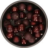Merkloos / Sans marque Kaemingk B.V. Kerstballen - 37x stuks - mahonie bruin - 6 cm - kunststof