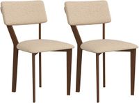 Homcom Eetkamerstoel Beige Polyester Set van 2