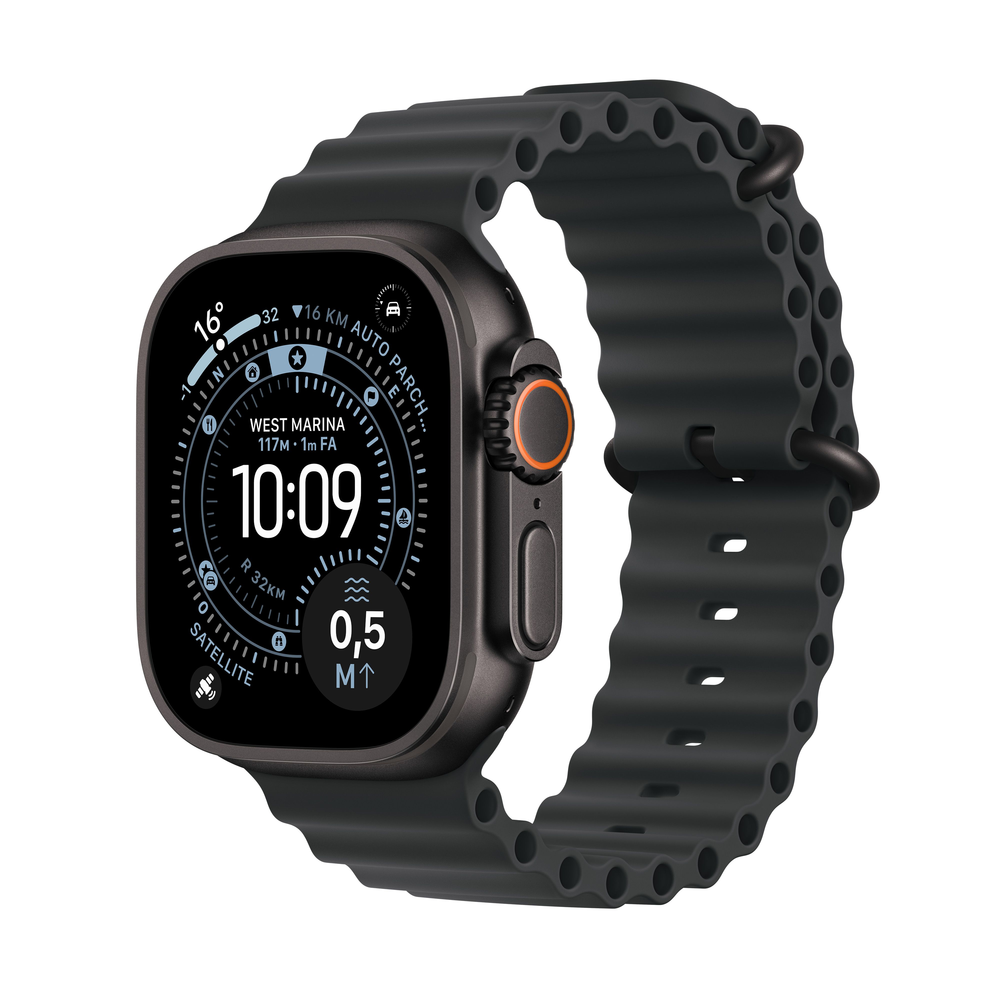 Apple Watch Ultra 3 49mm Black Titanium Case with Black Ocean Band