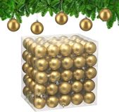 Relaxdays set de 100 boules de Noël - Ø 6 cm - mat - plastique - or