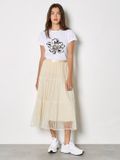 Apricot Midi-rok van mesh met strik en lagen