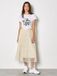 Apricot Midi-rok van mesh met strik en lagen