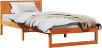 vidaXL Bedframe met hoofdeinde, Wasbruin, 90 x 200 cm, Massief grenenhout