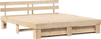 vidaXL Bedframe met hoofdeinde Massief grenenhout Bruin 200 x 200 cm