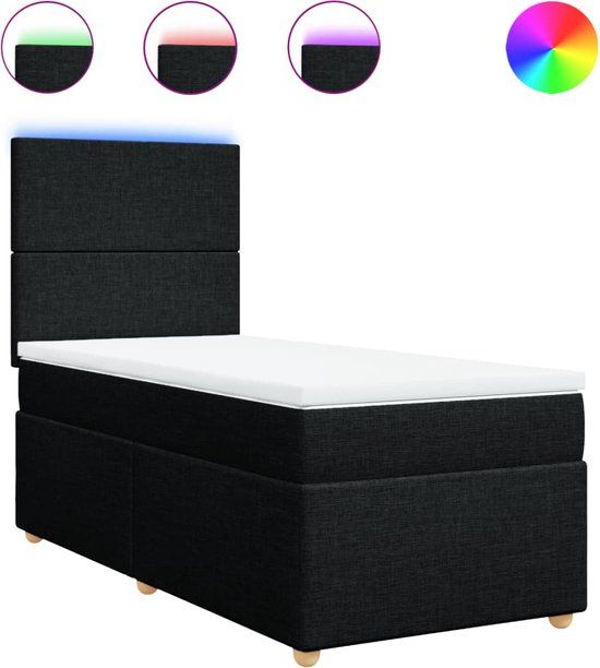 vidaXL Boxspring met matras stof zwart 90x190 cm