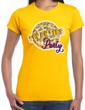 Bellatio Decorations Disco T-shirt voor dames - geel - 70s party - disco bol - Jaren 70 - themafeest L
