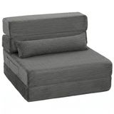 HOMCOM Floor Chair-Cord (100% Polyester)-70B x 200T x 12,5H cm-Dunkelgrau