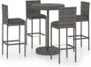 vidaXL Ensemble de bar de jardin 5 pièces avec coussins, polyrotin, gris