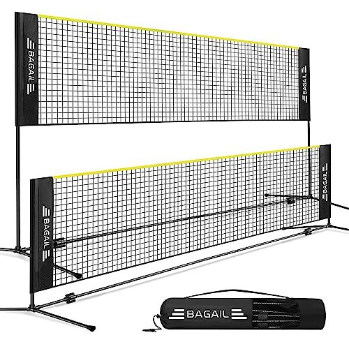 BAGAIL Badmintonnet, opvouwbaar nylon net, in hoogte verstelbare standaard en draagbare draagtas, eenvoudig te monteren of demonteren, ideaal recreatief sportnet.
