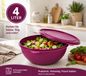 Icecat Récipient alimentaire 4L avec couvercle - Grand bol en plastique pour salades, fruits et conservation des aliments (Violet)