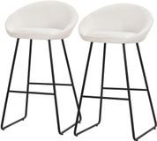 ML-Design Barkruk set van 2 beige stof 56x94x50 cm met rugleuning en voetensteun tot 120 kg