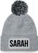 Bellatio Decorations Sarah tekst wintermuts - met pompon - unisex - one size - Grijs