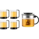 BODUM Theepot BISTRO NOUVEAU of koffiepot BISTRO, met 4 glazen