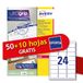 Avery Italia L7159-60P etiketten, wit, 50 + 10 vellen, rechthoekig, 63,5 x 33,9 mm, 24 etiketten per vel, permanent hechtend, laserprinter