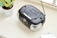GPO PCD299BLA Boombox - CD, Radio & Cassette Player - Black/Silver