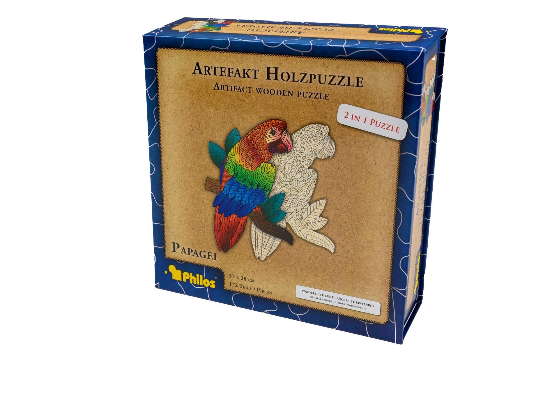 Philos Artefact Houten Puzzel - 2 in 1 Papegaai (172 stukjes)