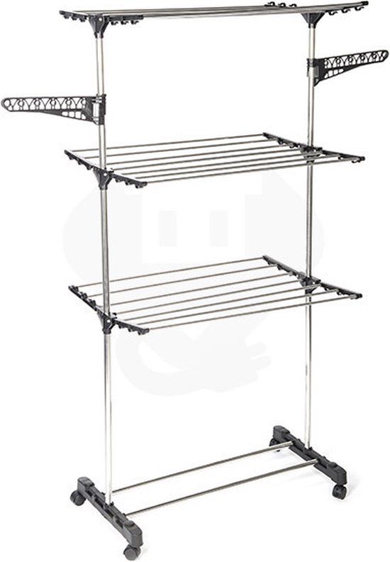 Storage solutions Wasrek-droogrek - zwart-wit - 80 x 57 x 165 cm