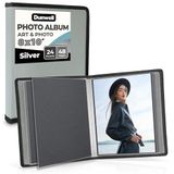 Dunwell Portfoliomap voor 8 x 10 foto's - (zilver), softcoveralbum met 24 gebonden pagina's, displays 48 foto's of kunstwerken, presentatiemap met 8 x 10 vel beschermers, archiefkwaliteit poly