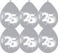 Haza-Witbaard 25 jaar getrouwd Jubileum thema ballonnen - 6x stuks - zilver
