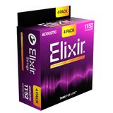 Elixir Strings Phosphor Bronze Acoustic Guitar Strings with NANOWEB Technology, Custom Light (.011-.052) - Amazon Exclusive 4 Pack