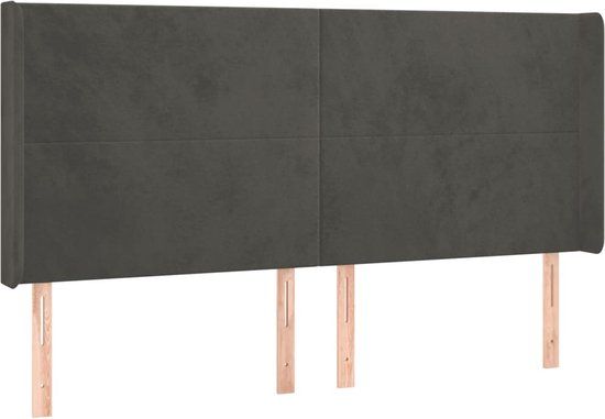 vidaXL Hoofdbord met randen 183x16x118/128 cm fluweel donkergrijs