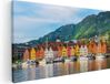 Artaza Canvas Schilderij Gekleurde Huizen in Byrggen, Noorwegen - 40x20 cm - Canvas Print