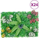 vidaXL Hek met kunstplanten 24 st 40x60 cm groen