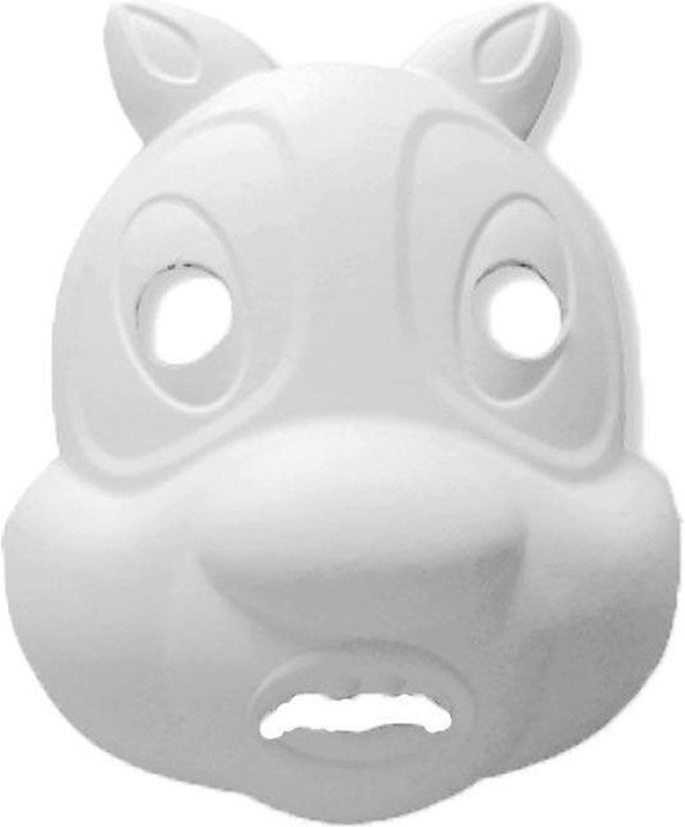 Witbaard Masker eekhoorn (papier maché) - wit - 8717853788611