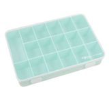 Craftelier - Organizer box met 17 vakken voor kaartenmateriaal, scrapbooking en knutselen, afmetingen 26,5 x 17,8 x 4,2 cm, transparant en turquoise