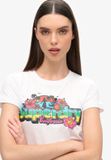 Superdry Cali Sticker T-shirt Dames Winter White Slub