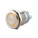 SeKi Roestvrijstalen drukknop Ø16mm tastend platte kop gekleurd verlichte LED-ring in gele schroefaansluiting; belknop