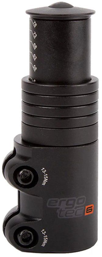 Wilhelm Ergotec Stuurpen-adapter ahead level 6 met spacers 28,6ø 107mm mat zwart