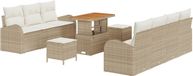 vidaXL Tuinbank Set 10-delig Beige Polyrattan