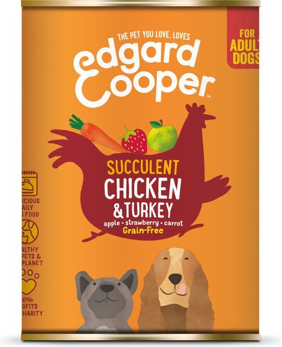 Edgard & Cooper Kip & Kalkoen Blik - Hondenvoer - 400g