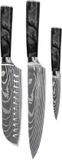 Shinrai Knives Japan Shinrai Knives Damascus Print Epoxy Onyx 3-delige Messenset