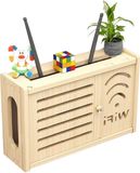 Merkloos / Sans marque Praktische houten routerkast voor wandmontage - ideaal voor het verbergen van router - WiFi-opbergrek - wit decoratief zwevend rek - 36 x 24 x 115 cm