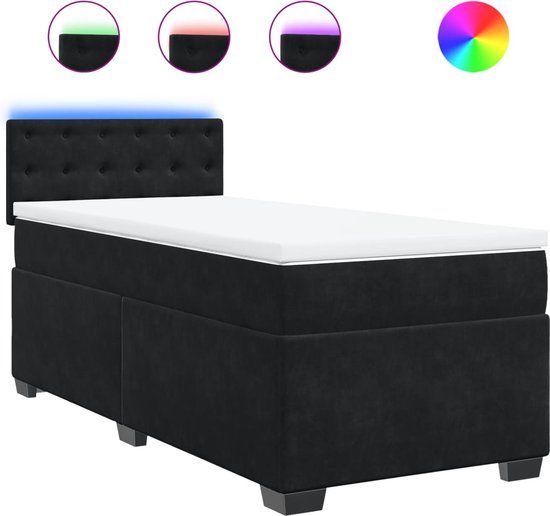 vidaXL Boxspring met matras fluweel zwart 80x200 cm