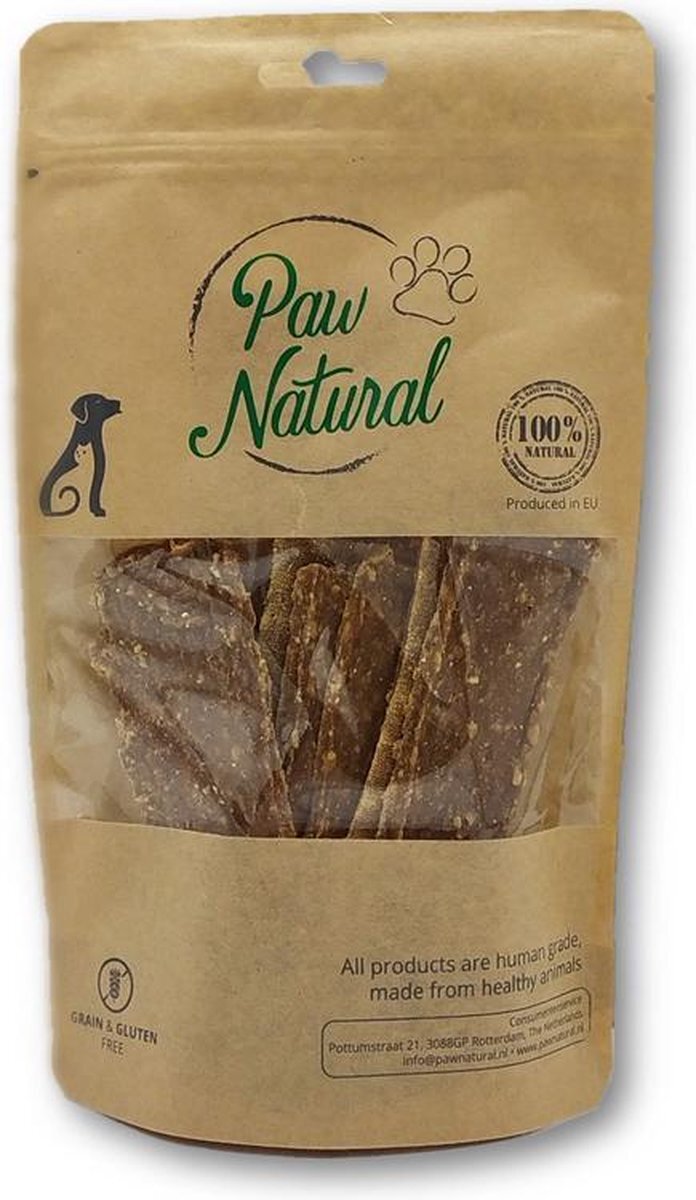 Paw Natural Puur Eend Vleesreepjes voor Honden, Training Traktaties Beloningen 150g. Graan en Glutenvrij Naturel Hondenvoer voor Dieren, alle Rassen