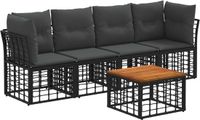 vidaXL Dining loungeset 4-persoons Zwart Polyester