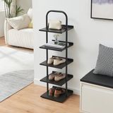 en.casa Schoenenrek Poytya met 5 planken zwart 119x34x32 cm