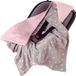 Inbaker Bol Wikkeldeken, 100% katoen, knuffeldeken voor kinderwagen, babyzitje, universele babydeken, dubbelzijdig babydeken, buggy, autostoel (witte sterren met roze minky)