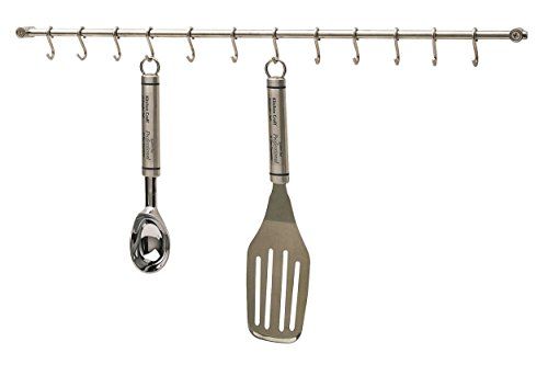 KitchenCraft Hangrek, hangende pot- en gebruiksvoorwerpenhouder, roestvrij staal, 12 hangers, 52 cm