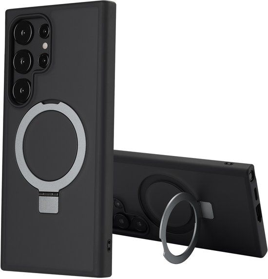 Accezz Ring Stand Backcover met MagSafe voor de Samsung Galaxy S24 Ultra - Zwart