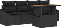 vidaXL Tuinbank Set 5-delig Zwart Polyrattan