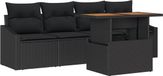 vidaXL Banc de jardin 5 pièces noir polyrattan