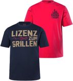 JP 1880 - Hommes - Lot de 2 t-shirts à manches courtes avec imprimé poitrine jusqu'à 8 XL - Rouge vif - Taille 4XL