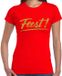 Bellatio Decorations Feestkleding T-shirt voor dames - Rood - Glitter Goud - Glitter en Glamour - Maat XL