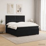 vidaXL LED Boxspringbed met Matras Zwart 200 x 200 cm Fluweel
