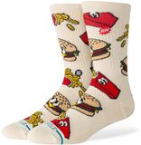 Stance Combo Meal Crew Sokken Burger Fries Tan Patroon Kalf Sokken, bruin, L